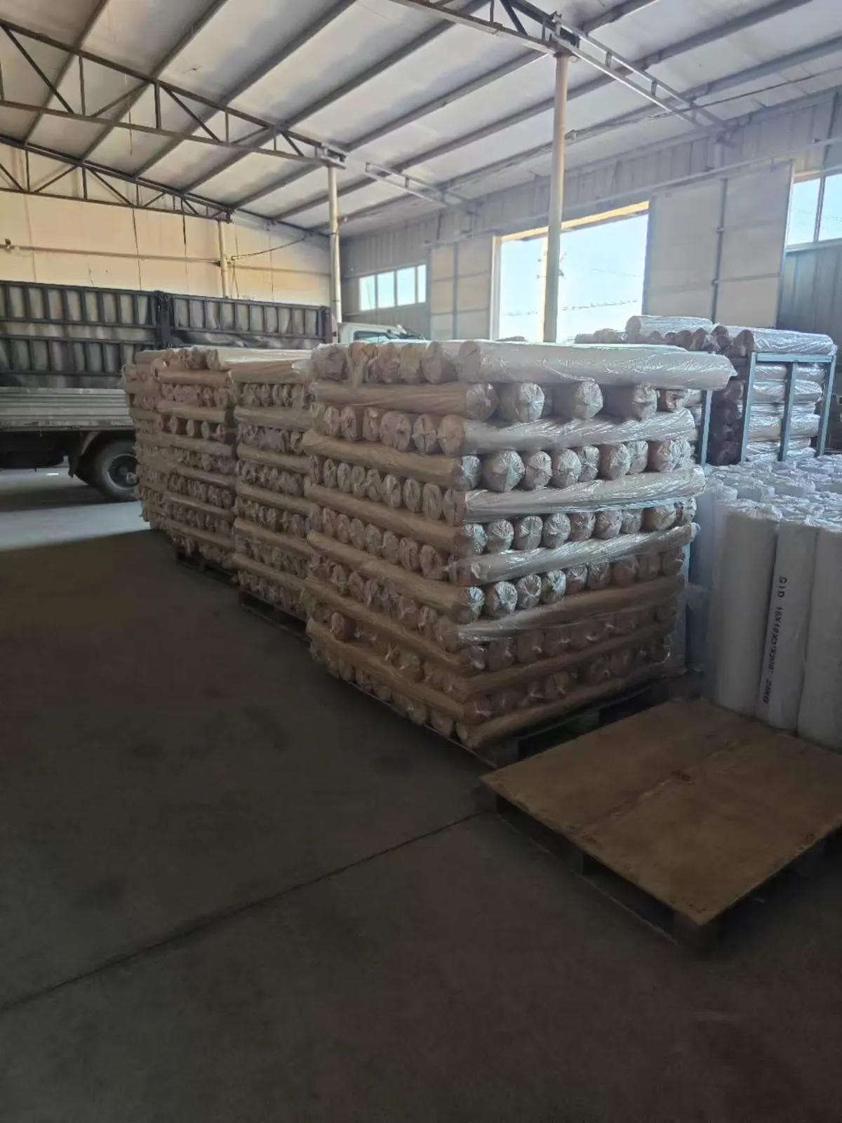 Goods palletized and ready for loading